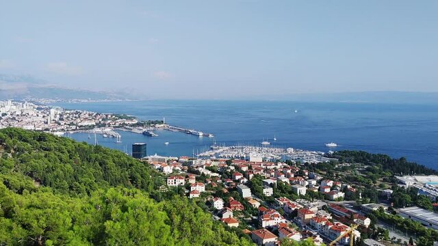 Bird's eye view of Split, Croatia from the top of Marjan hill