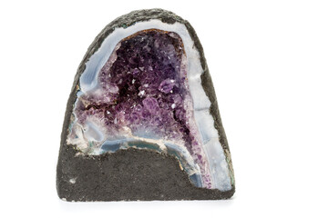 Amethyst Crystal Druse  macro mineral on white background