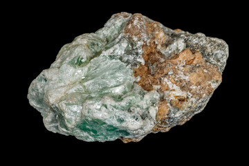 Macro of a stone Talc mineral on a black background