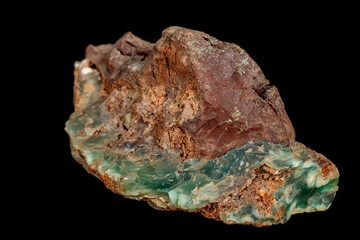 Fototapeta premium Macro of a stone Chrysoprase mineral on a black background