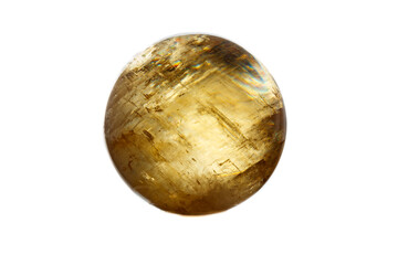 Macro mineral stone Calcite orb on a white background