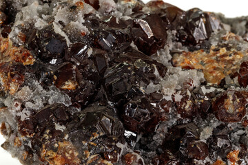 Macro stone mineral Sphalerite on a white background