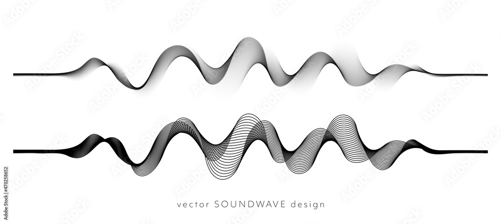 Poster Vector background with set abstract black wave