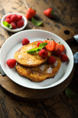 Homemade French toast with fresh berries	