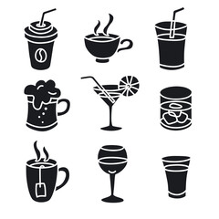 illustration of the alcohol drinks and beverages icons set