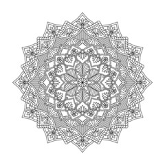 Fototapeta premium Isolated mandala in vector. Round pattern in white and black colors. Vintage decorative element. Orintal, arabic, turkish, ottoman motif