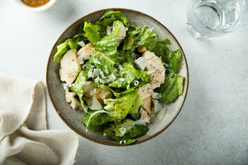 Homemade Caesar salad with chicken