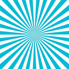 Blue and white Sunburst or Sunlight background. Vector illustration.