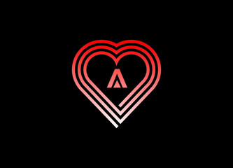 A letter love logo with vector design. Love illustration. Hand-drawn design for Valentine's day logo. Web icon, symbol, sign. Romantic wedding invitation.