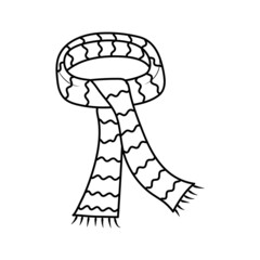 Striped scarf in doodle style. Vector illustration.

