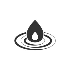 Water drop icon in flat style. Liquid vector illustration on white isolated background. Droplet business concept.