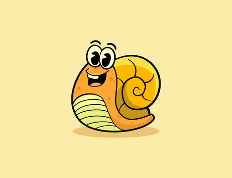 Cute ilustration happy snail cartoon character