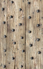 Old door with bronze nails