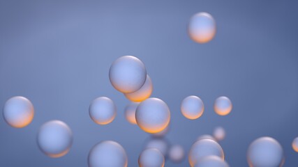 Composition of flying spheres. 3D rendering illustration