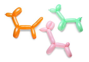 Dogs made of balloons on white background