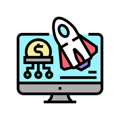 startup for earning money in internet color icon vector. startup for earning money in internet sign. isolated symbol illustration