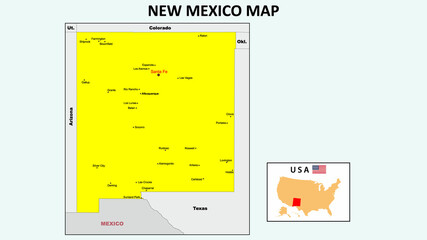New Mexico Map. State and district map of New Mexico. Political map of New Mexico with the major...