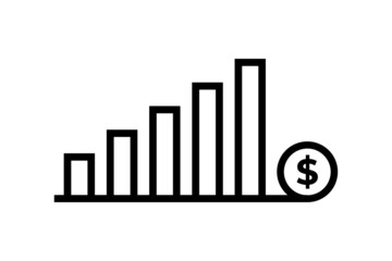 Illustration vector graphic of chart line icon with dollar coin. Business and finance symbol. Good for your business design