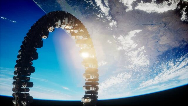 futuristic space station on Earth orbit