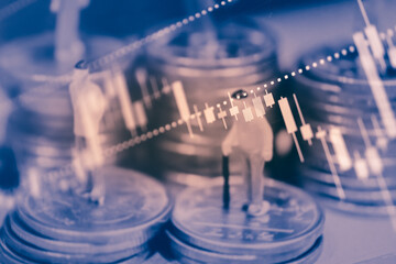 Candlestick chart in financial stock market on digital number background. Forex trading graphic design and Stock market trading trend as concept.