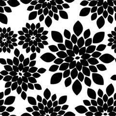 Black and White Floral Repeat Pattern Background