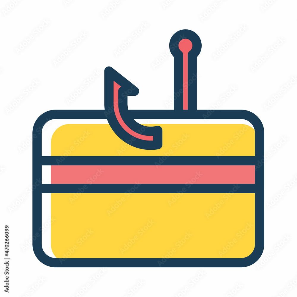 Poster credit card scam phishing security single isolated icon with dash or dashed line style