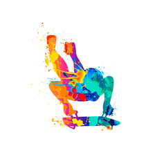 Obraz premium Skeleton sport silhouette vector icon of splash paint