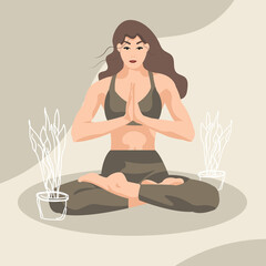 woman practicing yoga and meditation 