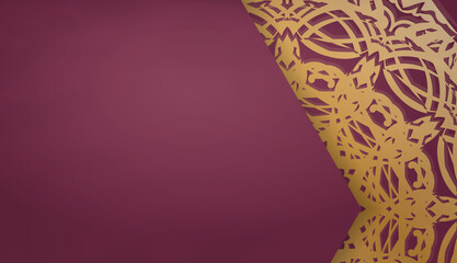 Baner of burgundy color with Indian gold ornament for design under your logo or text