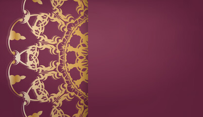 Baner of burgundy color with indian gold ornaments for design under the text