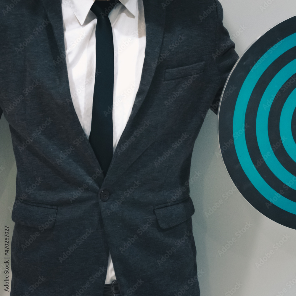 Poster bullseye is a target of business. dart is an opportunity and dartboard is the target and goal. so bo