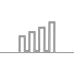 growth graph icon continuous line drawing, bar chart one line, business single line art, vector illustration