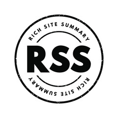 RSS - Rich Site Summary acronym, internet concept background