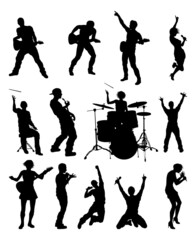 Pop or Rock Band Musicians Silhouettes