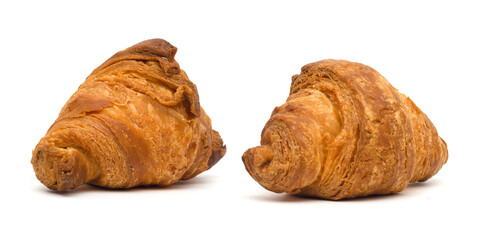 two small croissants isolated on a white background