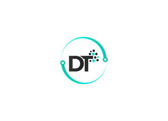 Initial based clean and minimal Logo. DT D T letter creative technology monogram icon symbol and vector design