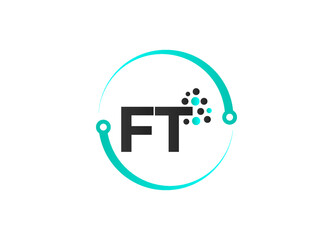 Initial based clean and minimal Logo. FT F T letter creative technology monogram icon symbol and vector design