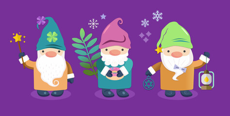 Obraz na płótnie Canvas Christmas gnomes collection