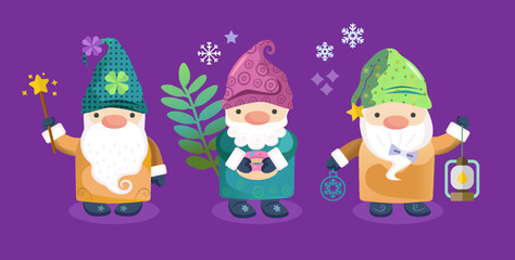 Obraz na płótnie Canvas Christmas gnomes collection