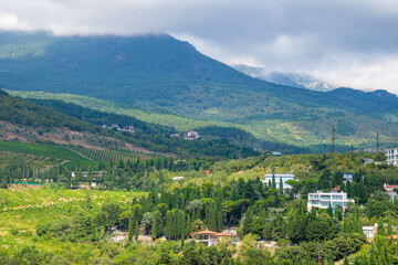 Views from Mount Bolgatura to Gurzuf. Mountain landscapes of Crimea