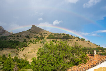 Double rainbow over the Crimean mountains