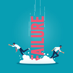 businessman being crushed by Failure word, business failure and bankruptcy concept