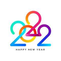 Happy New Year 2022 text typography design in colorful style, vector illustration