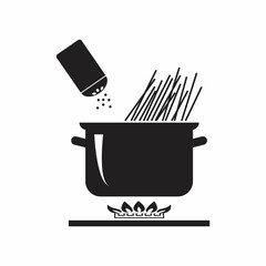 Pan spice spaghetti icon. Simple line
