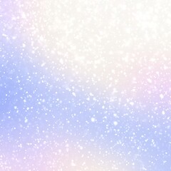 Thick snow flakes falling on white blue pink ombre background. Winter airy blur textured pastel simple illustration.