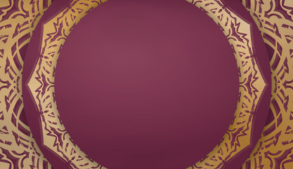 Burgundy background with antique gold ornaments and place for your text