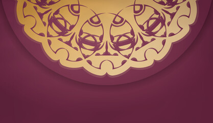 Burgundy background with antique gold ornaments and space for your logo or text