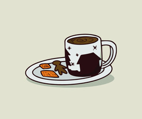 A cup of hot chocolatehand drawing illustration