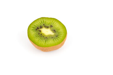Naklejka na ściany i meble Ripe tasty kiwi fruits whole and cut in half, favorite fruit healthy food isolated