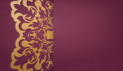 Burgundy background with greek gold pattern and logo space
